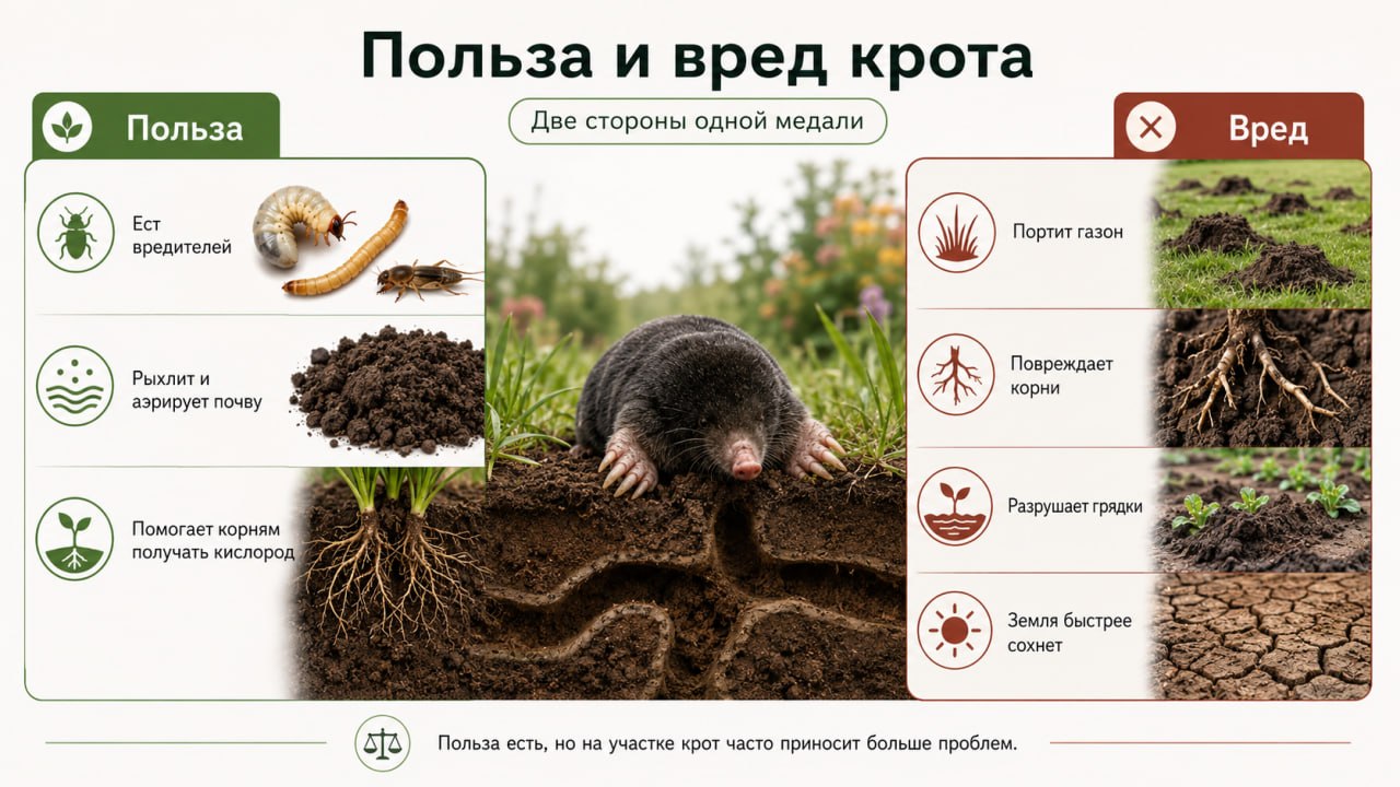 Польза и вред от крота: две стороны одной медали